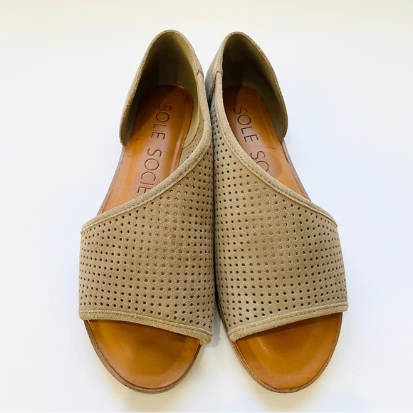 Sole Society Shoes - Sole Society leather perforated flats (light taupe/ or tan) PRICE FIRM